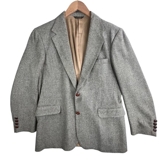 Vintage Levis Blazer Jacket Mens 42R Beige Wool Sport Coat Two Button Lined 90s - Picture 1 of 12